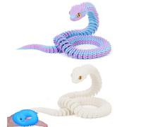 GETFACAI 2 PCS 3D Printed Snake, Fidget Animals, Home Office Executive Desk Decor, Gift for Friends (Blue Purple, Night Light White)