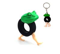 GETFACAI 2 PCS Italian Brainrot Toys, Brain Rot Toys, Italian Brainrot, 3D Printed Toy, 1 3D Printed Tire Frog + 1 Tire Frog Keychain, Italian Style Collectible for Kids and Adults, Unique Gift