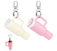 GETFACAI 2 PCS Stanley Cup Keyring, Lip Balm Keyring, Stanley Keychain, Minis Stanleys Cup Keychain, Cute Stanleys Tumbler Cup Keychain, for Women Purse Handbag Backpack Key School Bag