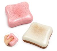 GETFACAI 2PCS Bread Squishy Toast,Toast Squishy, Desk Accessory for Work Breaks, Travel Companion for Commute Comfort, Family Activity for Shared Moments, Strawberry and Cream Design