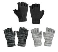 GETFACAI 3 Pairs Fingerless Gloves for Men, Half Finger Thermal Knitted Working Running Biking Driving Gloves
