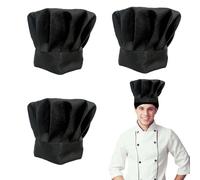 GETFACAI 3 PCS Chef Hat, Chef Hats for Men, Black Chef Hats,Chef Hat Women, Chefs Hat for Professional Kitchens, Catering, Baking Cooking Enthusiasts, Durable Chef Outfits for Restaurants, Home