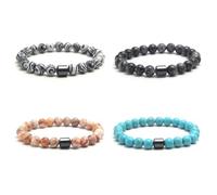 GETFACAI 4 PCS Anti Bracelet, Magnetic Bracelets for Women, Support Reducing Cravings, Stylish Unisex Jewelry, Black Grey Orange White Blue Adjustable Design