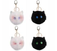 GETFACAI 4 PCS Cat Keyring, Fluffy Keyring, Pom Pom Keyring, Highly Attractive and Multifunctional Plush Keychain, Keyfob Accessory, Backpack for Woman Girls Birthday Mother's Day Gifts (8cm)