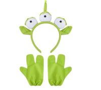 GETFACAI Alien Headband With Three-Finger Gloves, Toy Story Alien Costume Set for Halloween Parties and Cosplay Events, Adjustable Three-Eyed Headwear with Matching Gloves