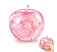 GETFACAI Apple Squishy, Pink Island Style Glitter Ornament, Slow Rebound Apple Shaped Decor, Portable Collectible Display Piece