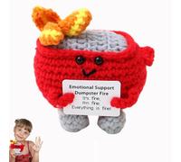 GETFACAI Emotional Support Dumpster Fire, Emotional Support Plush, Plush Toy, Adorable Support Dumpster Crocheted Decoration, Emotional Support Dumpster Fire Crochet Dumpster with Positive Cards