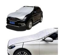 getfay 1 PC Car Half Cover, Thickened Cotton Front Windshield Car Cover, Super Breathable and Snow and Frost Protection Car Exterior Accessories, Universal for Most Cars (Silver)