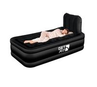 GETFIT Get Fit Air Bed With Built In Electric Pump - Single Quick Blow Up Airbed & Inflatable Pillow - Elevated Air Mattress - Black Mono