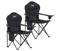 GETFIT Get Fit Premium Camping Chair - Lightweight 3Kg Folding Chair With Pocket Cup Holder & Carry Bag - Capacity 130Kg - Black 2 Pack