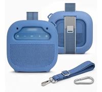 GETGEAR Protective Silicone case for Bose New SoundLink Micro Portable Bluetooth Speaker (2nd Gen) -Anti-Slip Silicone Cover with Stand Feet,Carabiner & Adjustable Neck Strap (Blue Dusk)