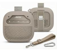 GETGEAR Protective Silicone case for Bose New SoundLink Micro Portable Bluetooth Speaker (2nd Gen) -Anti-Slip Silicone Cover with Stand Feet,Carabiner & Adjustable Neck Strap (Sandstone)