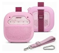 GETGEAR Protective Silicone case for Bose New SoundLink Micro Portable Bluetooth Speaker (2nd Gen) -Anti-Slip Silicone Cover with Stand Feet,Carabiner & Adjustable Neck Strap (Petal Pink)