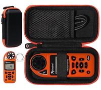 GETGEAR Weather Meter Case for Kestrel Weather Meter Compatible with Kestrel Elite, 5700/ 5700X, 5200, 5100, 5500, 2700, 3500, 3000, 3550, 2500, 1000 (Black with Orange Zipper)