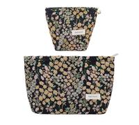 getgto 2 Pcs Makeup Bags, Large Cosmetic Bag Travel Toiletry Bag Organizer for Women, Embroidery Craft, Floral Makeup Bag Small Cosmetic Pouch Purse with Zipper, Gifts for Girls Teen, Gypsophila