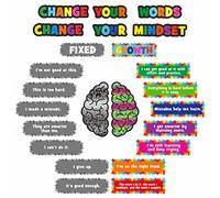 Gethelud 24 PCS Growth Mindset Poster, Erasable Bulletin Board Decoration Inspirational Positive Saying Accents Set for Classroom, Home, School as Wall or Blackboard Decor