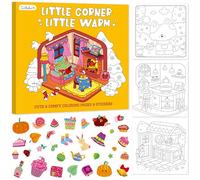 Gethelud Cute & Cozy Coloring Book, 50 Sheets Warm Scenes with 600+ Stickers, Cute Animals- Themed Pages Stress Relief for Adults & Teens Relaxation, Comfy Day, Cozy Hygge Moment (8.3” x 8.3”)