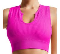 Getheyshape Womens Push up Sports Bra,Solid Medium Support Yoga Stretching Shape Me up Crop Top Plus Size (Fluorescent Pink,L)