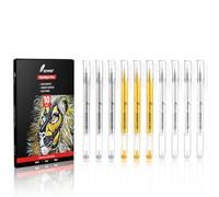 GETHPEN 10-Pack 1.0mm Gel Pen Set - White, Gold & Silver Fine Point Opaque Ink Pens for Black Paper Drawing, Sketching & Holiday Crafts