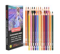 GETHPEN 24-Color Charcoal Pencil Set - Skin Tones & Pastel Chalk Pastel Chalk Colored Pencils for Sketching, Shading & Portrait Art - Professional & Beginner Artist Kit
