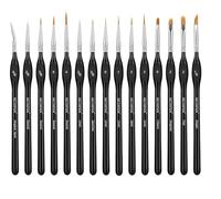 GETHPEN Extreme Detail Paint Brush Set, 15pcs Miniature & Micro Brushes for Fine Detailing, Acrylic, Watercolor, Oil, Models, Warhammer 40k, Paint by Numbers, Rock Painting, Craft
