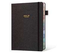 Getink 2025 Linen cover Planner Weekly & Monthly Daily Agenda Calendar Book, 2025-2026 To Do List Notebook with Colorful Monthly Tabs, Inner Pocket, Elastic Closure, Thick Paper (Black, 5.5 * 8.5)