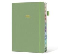 Getink 2026 Planner Weekly & Monthly Daily Agenda Book with Linen cover, 2026 To Do List Notebook with Colorful Monthly Tabs, Inner Pocket, Elastic Closure (Green,5.5 * 8.5)