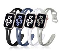 Getino Band Compatible with Apple Watch 40mm 38mm 41mm 42mm for Women Men, Soft Silicone Breathable Slim Sport Bands for iWatch Series 11 10 9 8 7 6 5 4 3 2 1 SE, Black/White/Pebble Gray/Blue Gray