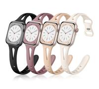 Getino Compatible with Apple Watch Bands 40mm 38mm 41mm 42mm iWatch Series 11 10 9 8 7 6 5 4 3 2 1 SE Women, Durable Soft Silicone Thin Slim Sport iWatch Strap, Black/Smoke Violet/Starlight/Milk Tea