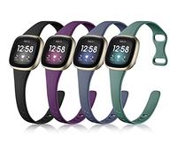 Getino Compatible with Fitbit Versa 4/ Versa 3 Bands/Sense/Sense 2 Bands Women Men, Sport Slim Accessories, Band for Fitbit Versa 4/ Versa 3/ Sense 2/ Sense, Large Black/Plum/Bluegray/Pinegreen