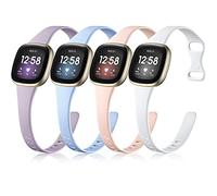 Getino Compatible with Fitbit Versa 4/ Versa 3 Bands/Sense/Sense 2 Bands Women Men, Sport Slim Accessories, Band for Fitbit Versa 4/ Versa 3/ Sense 2/ Sense Watch, Small Lavender/Lilac/Pink/White