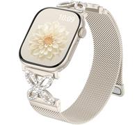 Getino Magnetic Metal Strap for Apple Watch Bands for Women 40mm 41mm 42mm 44mm 45mm 46mm 49mm 38mm Series Ultra SE 10 9 8 7 6 5 4 3 2 1, Dressy Stainless Steel Mesh iWatch Band, Bling Starlight