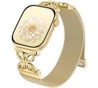 Getino Mesh Loop Compatible with Apple Watch Bands for Women 40mm 41mm 42mm 44mm 45mm 46mm 49mm 38mm Series 10 9 8 7 6 5 4 3 2 1 SE, Metal Stainless Steel Magnetic Strap for iWatch Bands, Gold