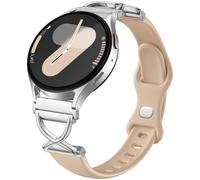 Getino Slim Silicone Strap Compatible with Samsung Galaxy Watch 7 Band 6 5 4 FE Active 2 40mm 44mm/Galaxy Watch 6 4 Classic/5 Pro, 20mm Slim Watch Strap for Samsung Watch Women, Milk tea., 20mm