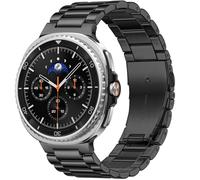 Getino Three-Link Stainless Steel Band Compatible with Galaxy Watch 8 Classic 46mm/Samsung Galaxy Watch 8 40mm/44mm Bands, No Gap Premium Metal Strap for Galaxy Watch 8 Band Men Women, Black