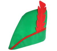 GETINSTYLE SHOP Adult Green Robin Hood Hat with Red Feather, Bycocket Medieval Hat, Forest Archer Elf Cap, Fancy Dress Accessories for Men and Women