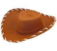 GETINSTYLE SHOP Brown Cowboy Hat EVA Foam Wild West Cowgirl Hat with Wide Brim and White Stitches Toy Sheriff Two Sizes Adults Halloween Fancy Dress Accessories for Men and Women