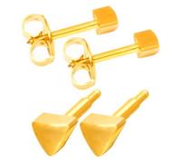 GetInStyle Shop Bundle: 2 Pairs Caflon Official Ear Piercing Studs | Gold-Plated Surgical Steel | Regular Size 4mm | Triangle Design