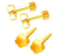 GetInStyle Shop Bundle: 2 Pairs Caflon Official Ear Piercing Studs | Gold-Plated Surgical Steel | Regular Size 4mm | Flower Design