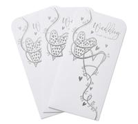 GETINSTYLE SHOP Bundle - 3x Money Wallet Gift Voucher Cards Wedding Day Silver Foiled Hearts