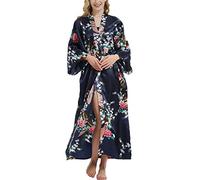 Getitsoon Women's Kimono Robe Long Dressing Gown Satin Cardigan Printed Robes Bridesmaid Bridal