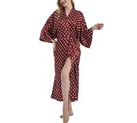 Getitsoon Women's Kimono Robe Long Dressing Gown Satin Cardigan Printed Robes Bridesmaid Bridal
