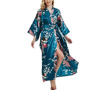 Getitsoon Women's Kimono Robe Long Dressing Gown Satin Cardigan Printed Robes Bridesmaid Bridal