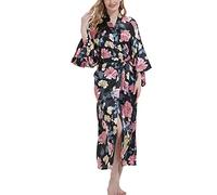 Getitsoon Women's Kimono Robe Long Dressing Gown Satin Cardigan Printed Robes Bridesmaid Bridal