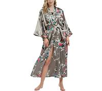 Getitsoon Women's Kimono Robe Long Dressing Gown Satin Cardigan Printed Robes Bridesmaid Bridal