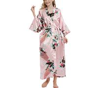Getitsoon Women's Kimono Robe Long Dressing Gown Satin Cardigan Printed Robes Bridesmaid Bridal