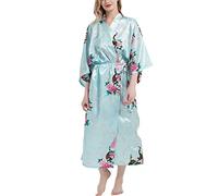 Getitsoon Women's Kimono Robe Long Dressing Gown Satin Cardigan Printed Robes Bridesmaid Bridal