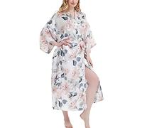 Getitsoon Women's Kimono Robe Long Dressing Gown Satin Cardigan Printed Robes Bridesmaid Bridal