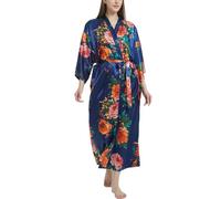 Getitsoon Women's Kimono Robe Long Dressing Gown Satin Cardigan Printed Robes Bridesmaid Bridal