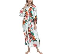 Getitsoon Women's Kimono Robe Long Dressing Gown Satin Cardigan Printed Robes Bridesmaid Bridal